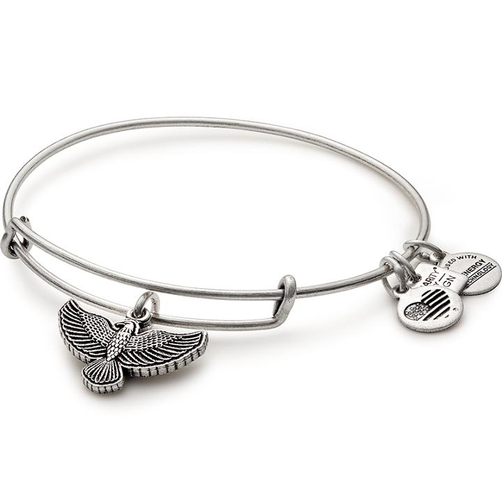 Alex And Ani Spirit Of The Eagle Charm Bangle Team Red, White, And Blue, Rafaelian Silver Finish