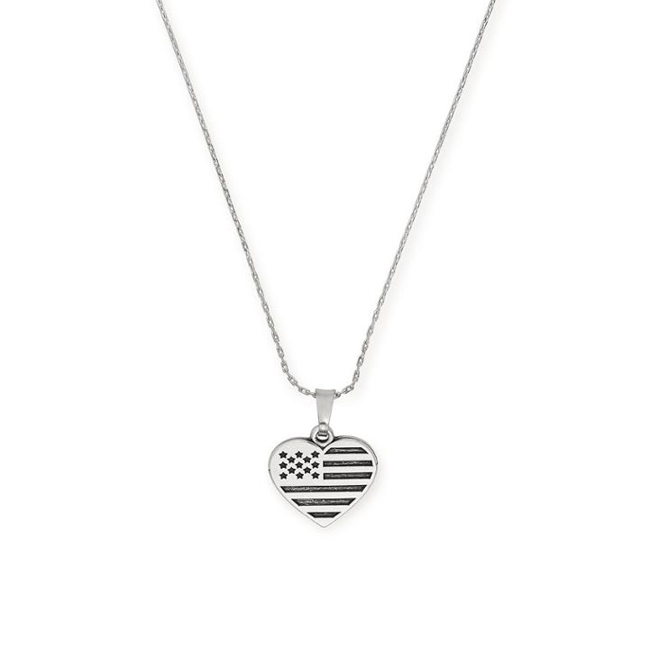 Alex And Ani Heart Flag Expandable Necklace, Rafaelian Silver Finish