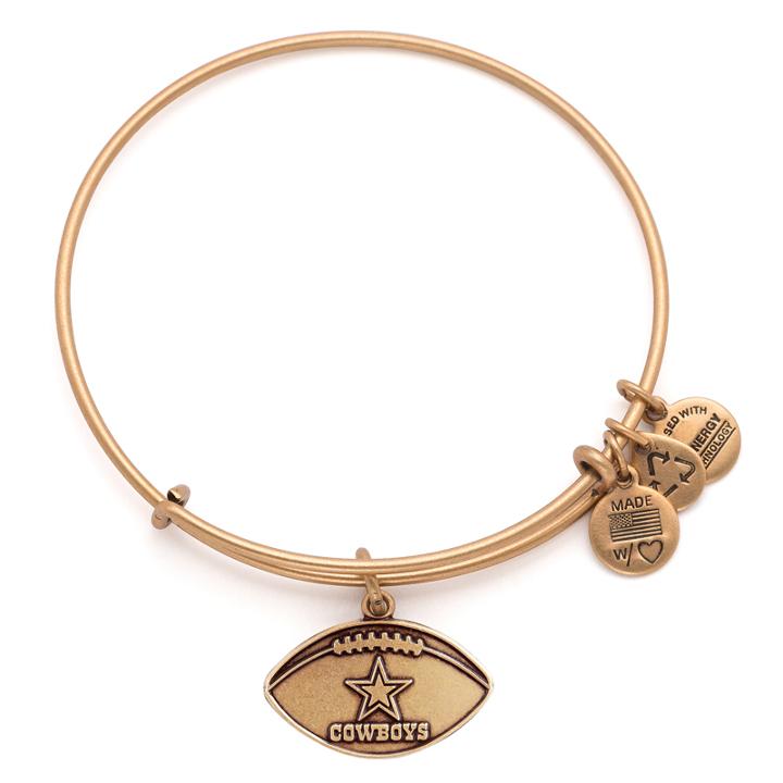 Alex And Ani Dallas Cowboys Football Charm Bangle, Rafaelian Gold Finish