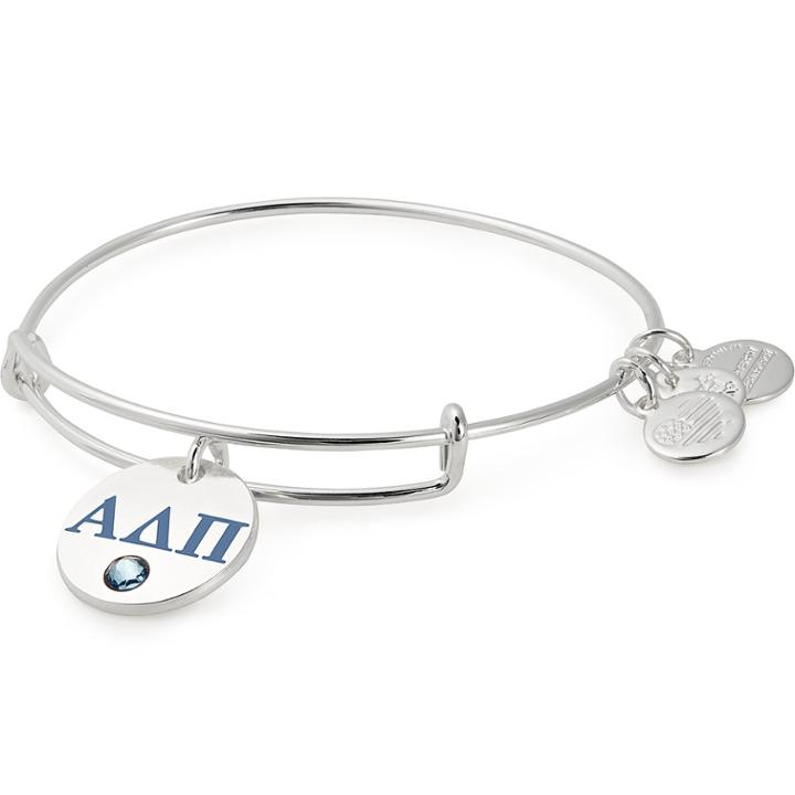 Alex And Ani Alpha Delta Pi Color Infusion Charm Bangle, Shiny Silver Finish