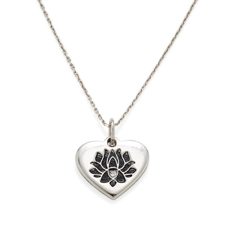 Alex And Ani Lotus Peace Petals Heart Expandable Necklace, Shiny Silver Finish