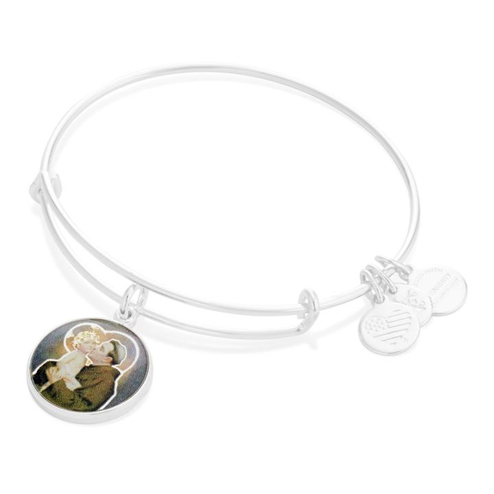 Alex And Ani Saint Anthony Charm Bangle, Shiny Silver Finish