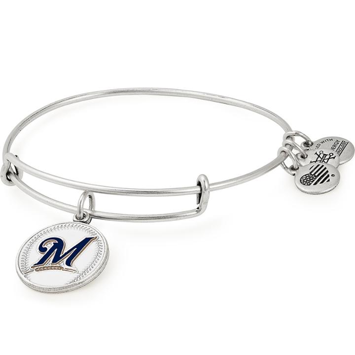 Alex And Ani Milwaukee Brewers Color Infusion Charm Bangle, Rafaelian Silver Finish