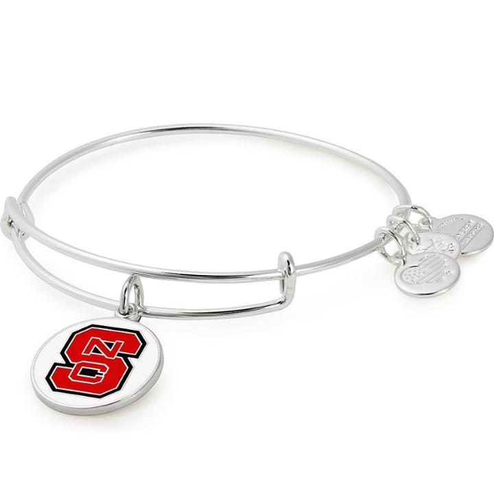 Alex And Ani North Carolina State University Logo Color Infusion Charm Bangle, Shiny Silver Finish