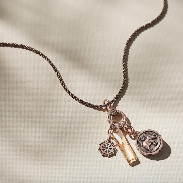 Alex And Ani Wisdom Trio Adjustable Necklace, Rafaelian Rose Gold Finish