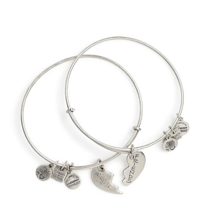 Alex And Ani Best Friends Set Of 2 Charm Bangles | American Heart Association, Rafaelian Silver Finish