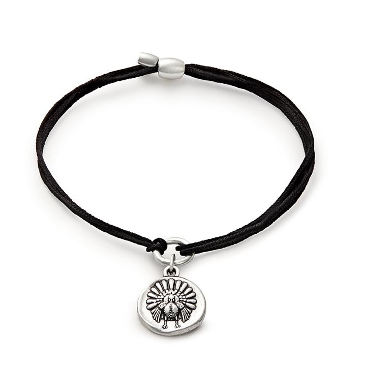Alex And Ani Gobble Gobble Pull Cord Bracelet, Rafaelian Silver Finish