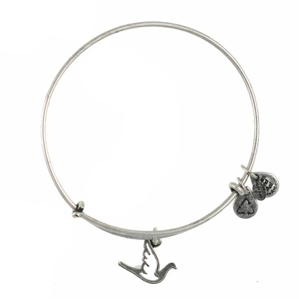 Alex And Ani Sacred Dove Charm Bangle, Rafaelian Silver Finish