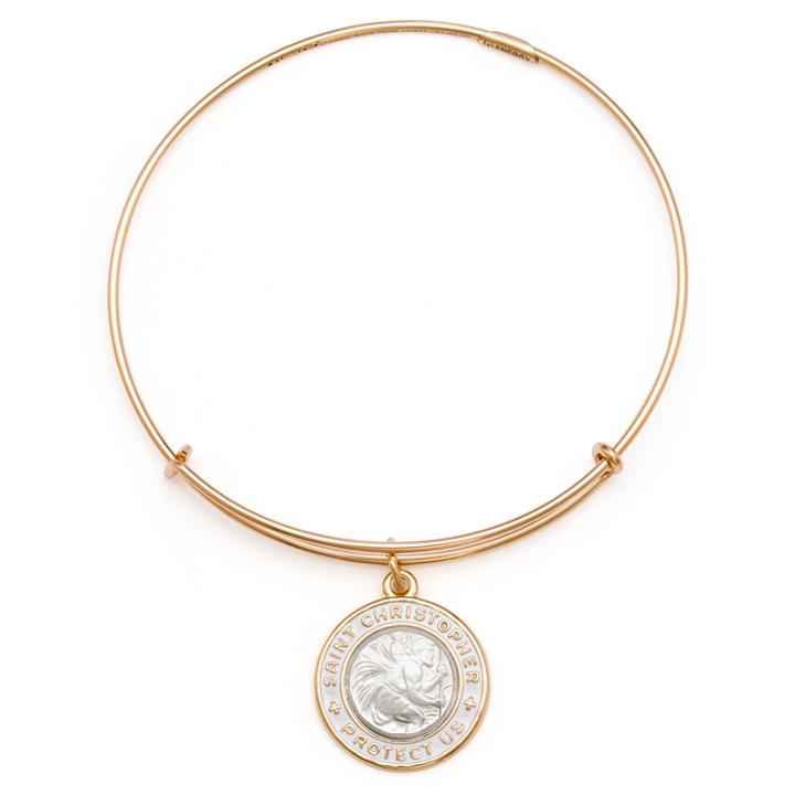 Alex And Ani White Saint Christopher Charm Bangle