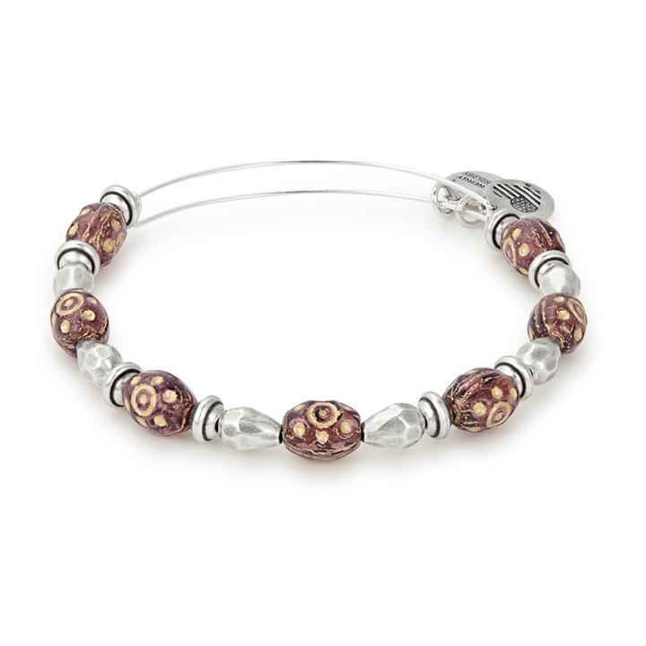 Alex And Ani Plum Radiance Beaded Bangle, Rafaelian Silver Finish