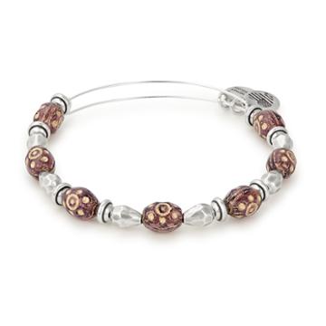 Alex And Ani Plum Radiance Beaded Bangle, Rafaelian Silver Finish
