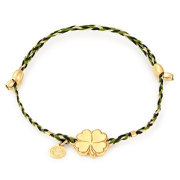 Alex And Ani Four Leaf Clover Precious Threads Bracelet, 14kt Gold Plated