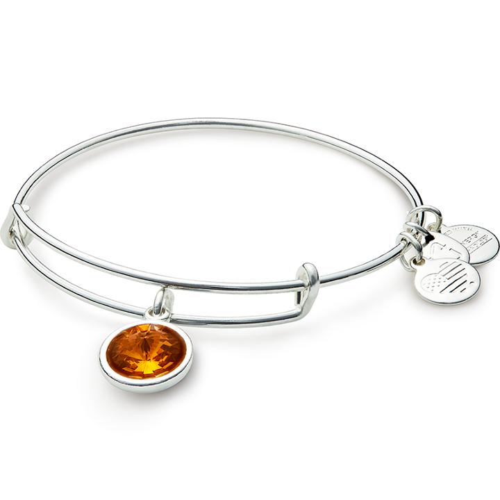 Alex And Ani November Birth Month Charm Bangle With Swarovski  Crystal, Shiny Silver Finish