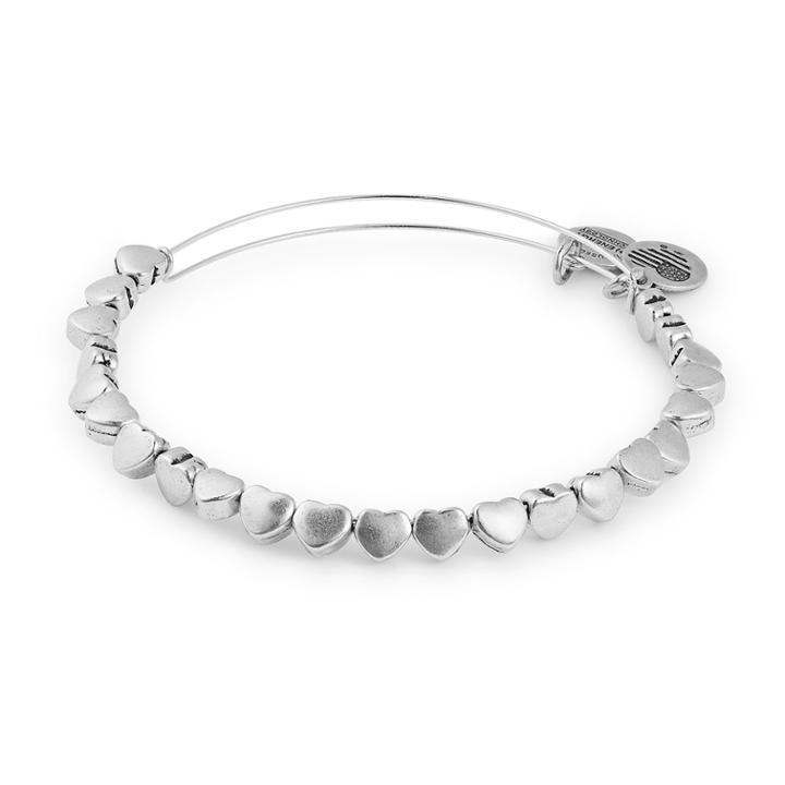Alex And Ani Heart Beaded Bangle, Rafaelian Silver Finish