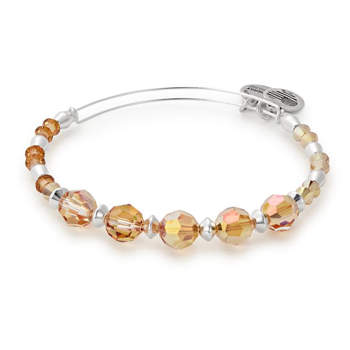 Alex And Ani Glow Beaded Bangle With Swarovski  Crystals, Shiny Silver Finish