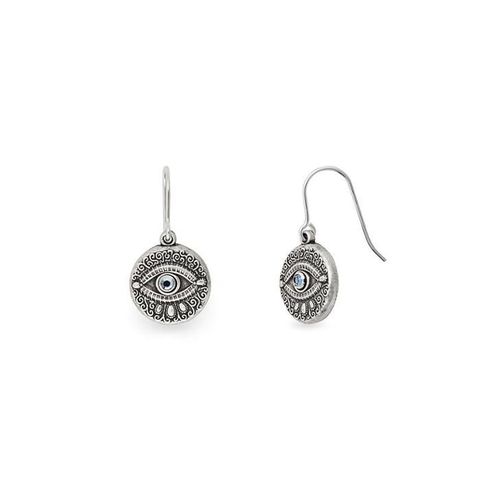 Alex And Ani Evil Eye Hook Earrings, Rafaelian Silver Finish