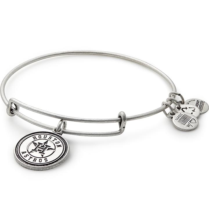 Alex And Ani Houston Astros  Cap Logo Charm Bangle, Rafaelian Silver Finish