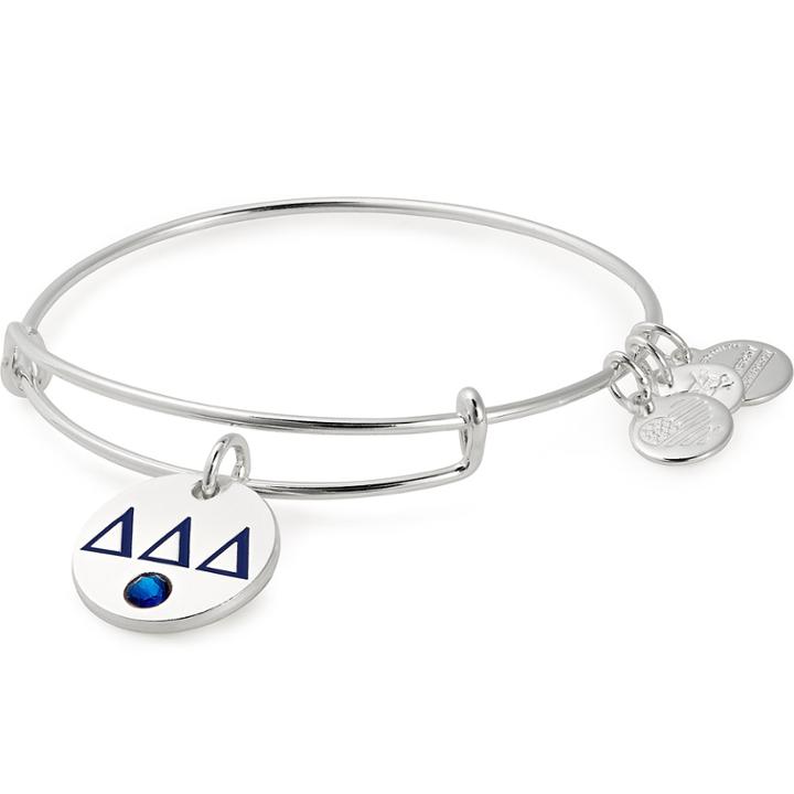 Alex And Ani Delta Delta Delta Color Infusion Charm Bangle, Shiny Silver Finish