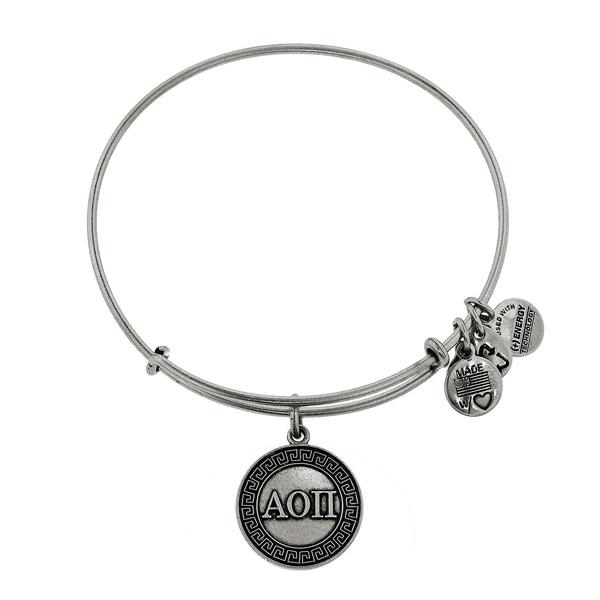 Alex And Ani Alpha Omicron Pi Charm Bangle, Rafaelian Silver Finish