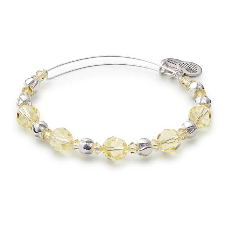 Alex And Ani Sunglow Beaded Bangle With Swarovski® Crystals, Shiny Silver Finish