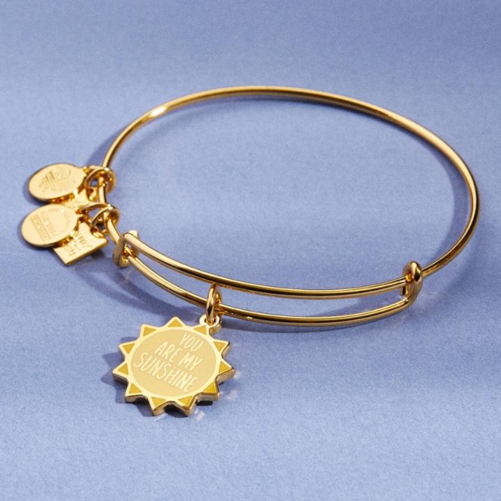 Alex And Ani You Are My Sunshine Charm Bangle Children's Glaucoma Foundation, Shiny Gold Finish