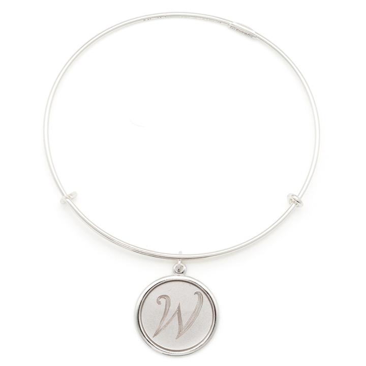 Alex And Ani Precious Initial W Charm Bangle, Sterling Silver