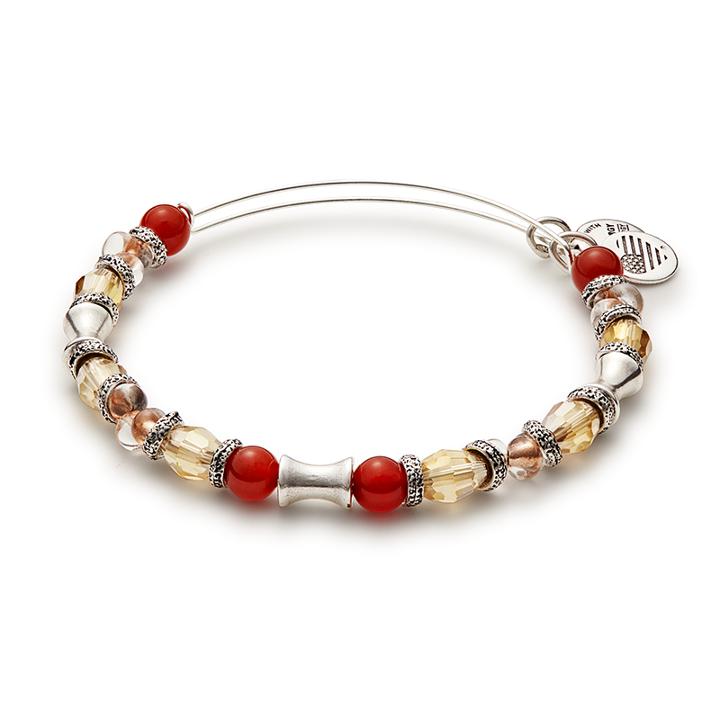 Alex And Ani Earth Red United Beaded Bangle, Rafaelian Silver Finish