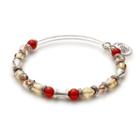 Alex And Ani Earth Red United Beaded Bangle, Rafaelian Silver Finish
