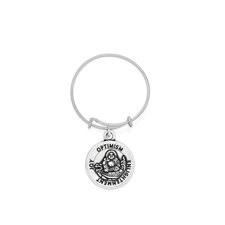 Alex And Ani Laughing Buddha Expandable Wire Ring, Rafaelian Silver Finish