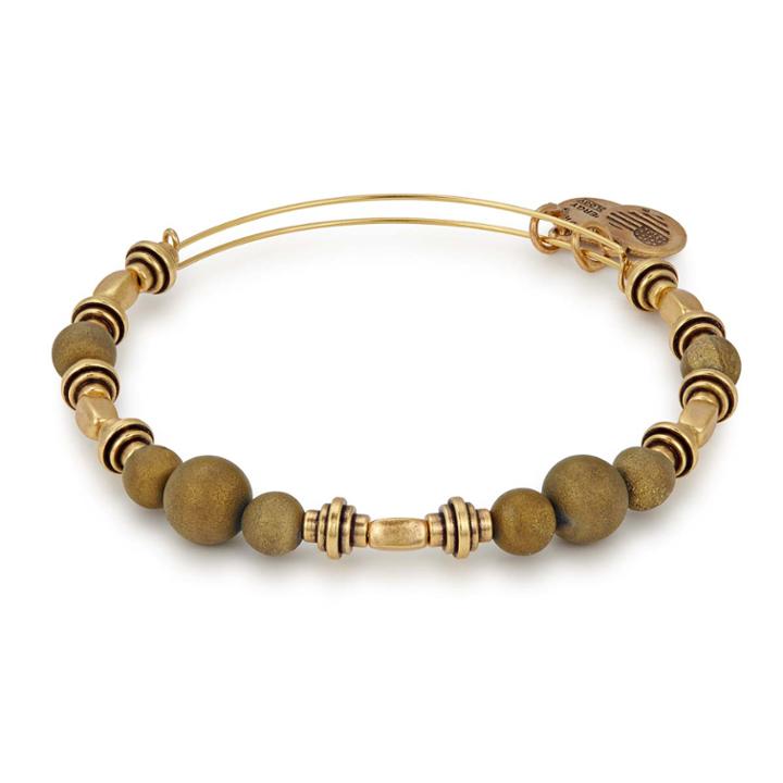 Alex And Ani Honey Quarry Beaded Bangle, Rafaelian Gold Finish
