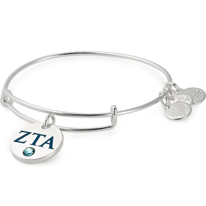Alex And Ani Zeta Tau Alpha Color Infusion Charm Bangle, Shiny Silver Finish