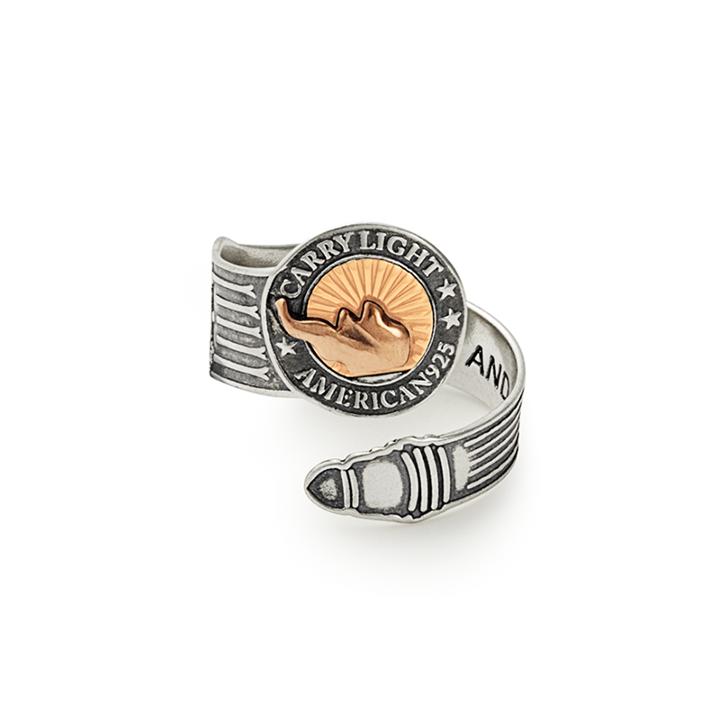 Alex And Ani Liberty Copper | Carry Light™ 14kt Gold Center Spoon Ring, 14kt Gold Plated