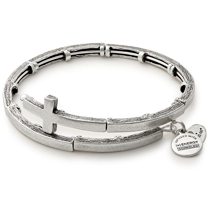 Alex And Ani Cross Metal Wrap, Rafaelian Silver Finish