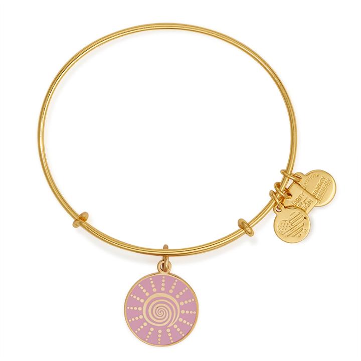 Alex And Ani Spiral Sun Charm Bangle | Breast Cancer Research Foundation, Shiny Gold Finish