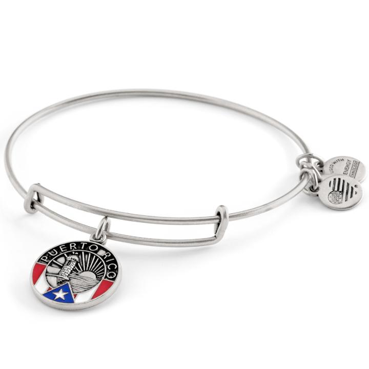 Alex And Ani Puerto Rico Charm Bangle, Rafaelian Silver Finish
