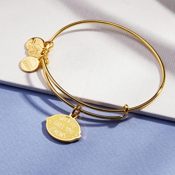 Alex And Ani When Life Gives You Lemons Charm Bangle Alex's Lemonade Stand Foundation, Shiny Gold Finish
