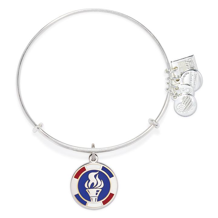 Alex And Ani Team Usa Flame Charm Bangle, Shiny Silver Finish