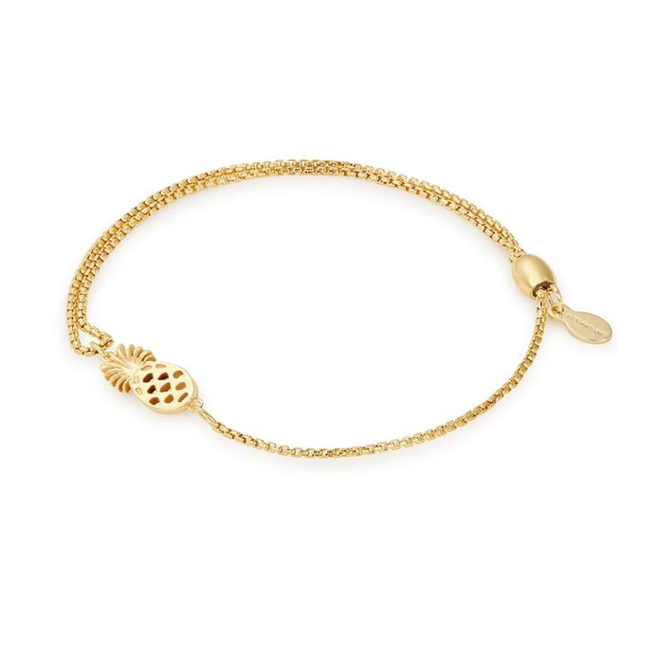 Alex And Ani Pineapple Pull Chain Bracelet, 14kt Gold Plated