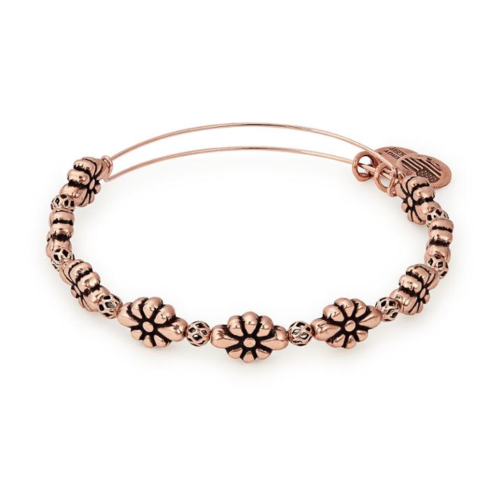 Alex And Ani Blossom Beaded Bangle, Rafaelian Rose Gold Finish