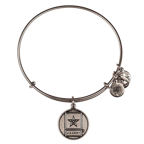 Alex And Ani U.s. Army  Charm Bangle, Rafaelian Silver Finish