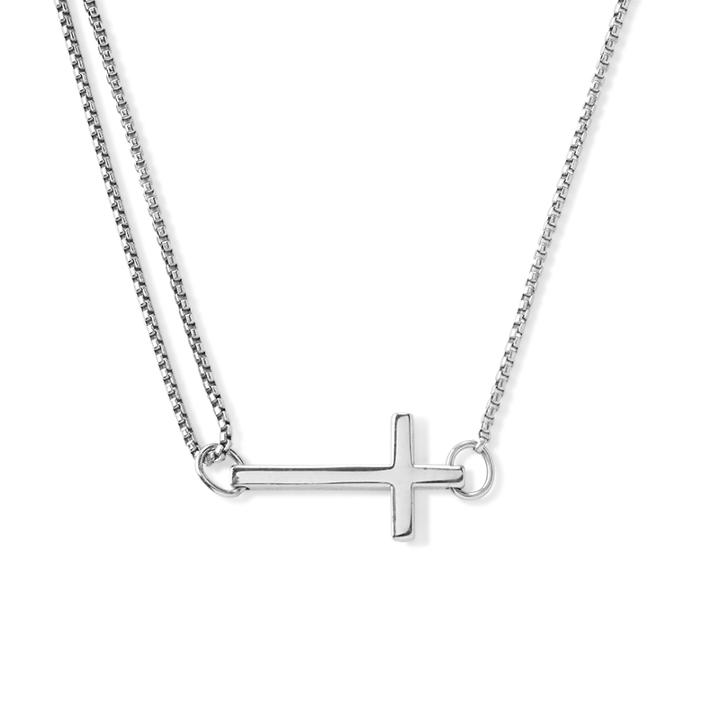 Alex And Ani Cross Pull Chain Necklace, Sterling Silver