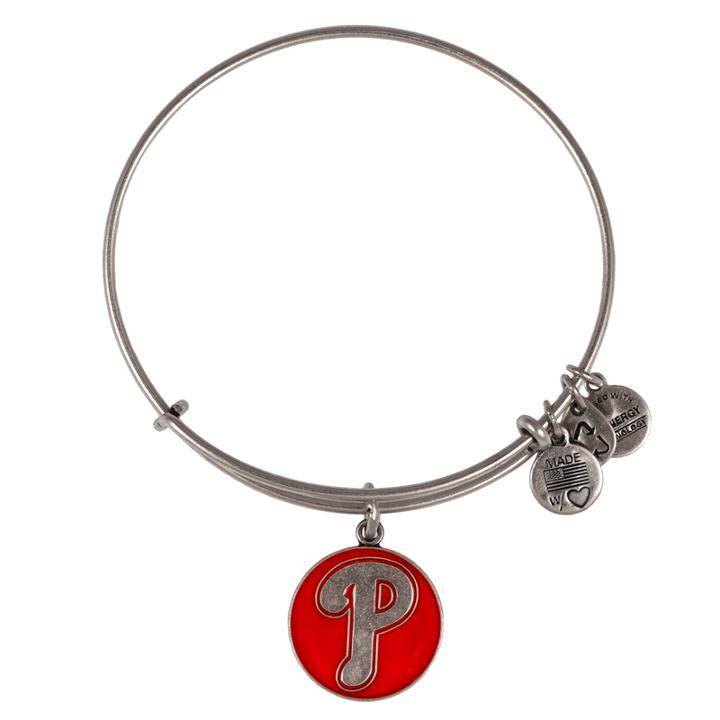 Alex And Ani Red Philadelphia Phillies  Cap Logo Charm Bangle, Rafaelian Silver Finish