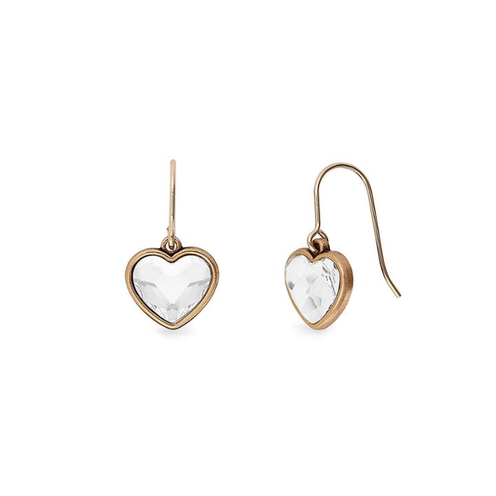 Alex And Ani Crystal Heart Hook Earrings, Rafaelian Gold Finish