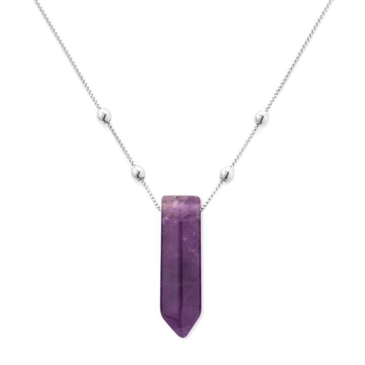 Alex And Ani Amethyst Pendant Necklace, Sterling Silver
