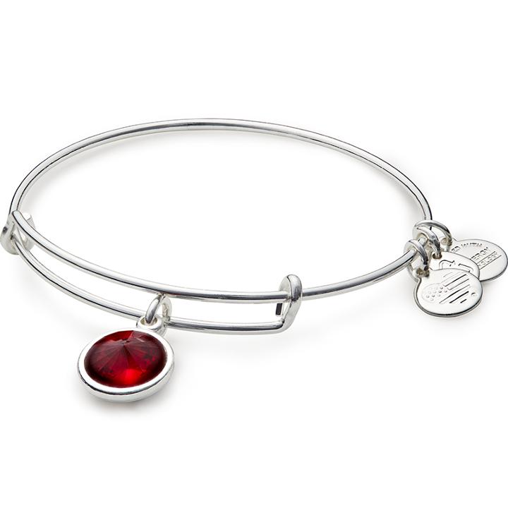 Alex And Ani January Birth Month Charm Bangle With Swarovski® Crystal, Shiny Silver Finish