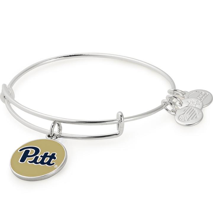 Alex And Ani University Of Pittsburgh Logo Color Infusion Charm Bangle, Shiny Silver Finish