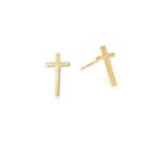 Alex And Ani Cross Post Earrings, 14kt Gold Plated