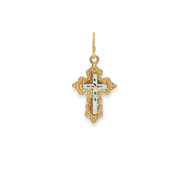 Alex And Ani Floral Cross Necklace Charm, 14kt Gold Plated