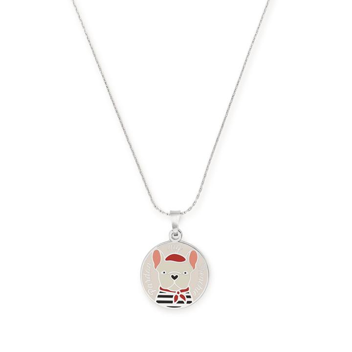 Alex And Ani Pardon My Frenchie Color Infusion Expandable Necklace, Shiny Silver Finish