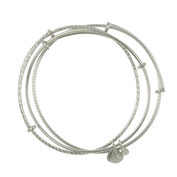 Alex And Ani Set Of 3 Bangle Set, Shiny Silver Finish
